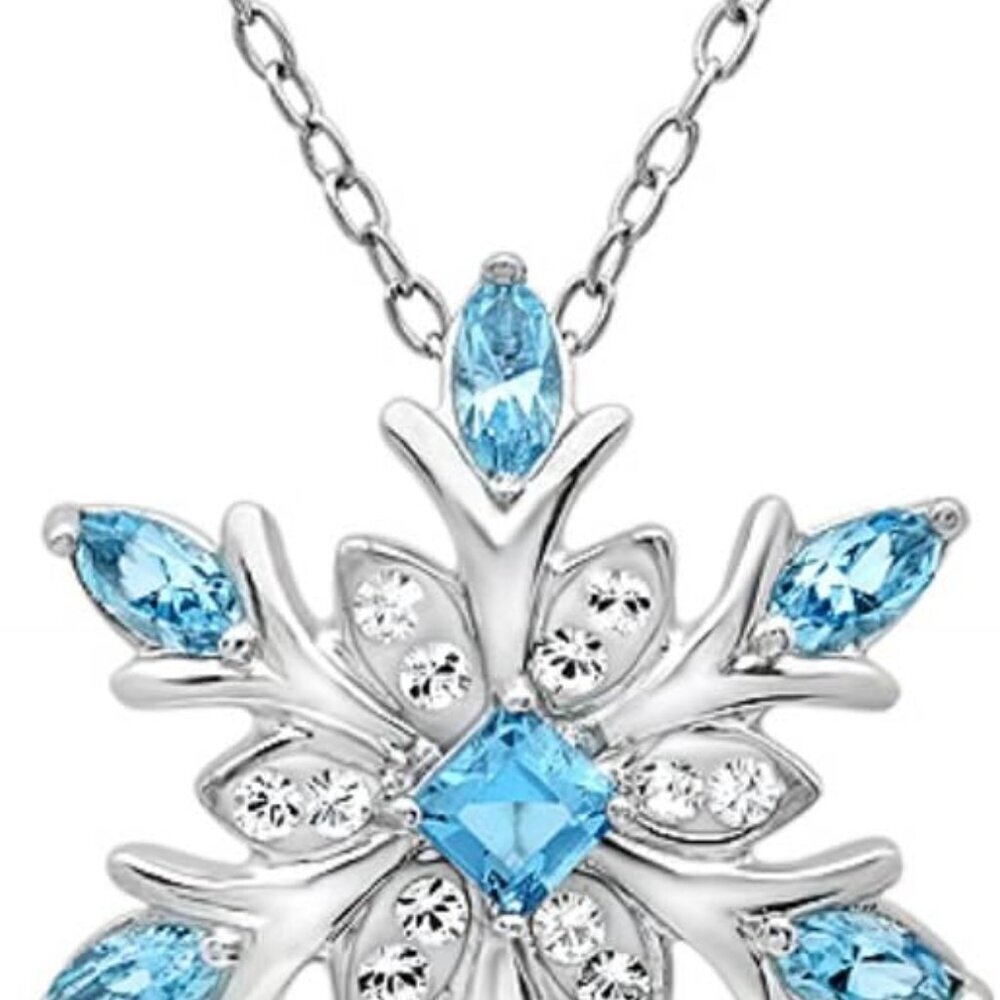 Snowflake Pendant-Necklace made with Austrian Crystals in Sterling Silver on an